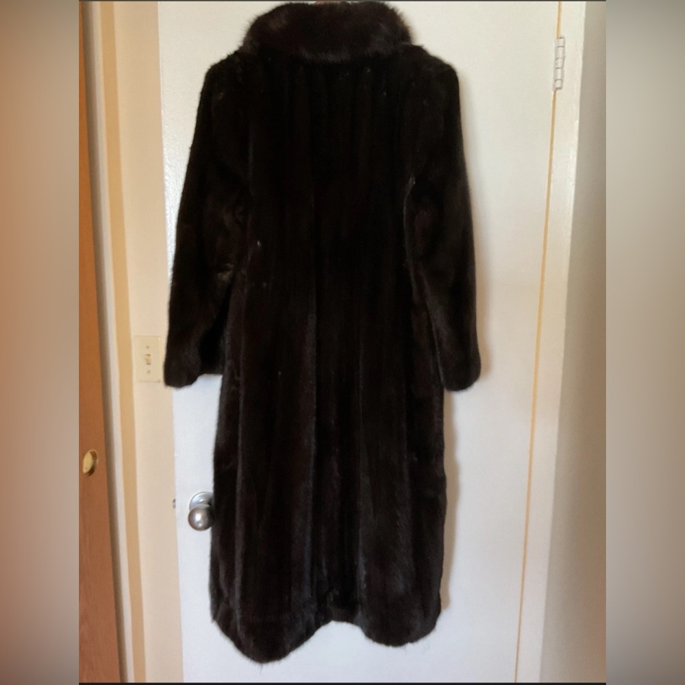 Chocolate Brown Mink Fur Long Coat S/M - Picture 3 of 10